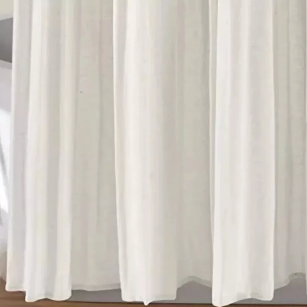 Lush Decor Linen Button Shower Curtain Gray White 72x72 Cotton Blend Pleated